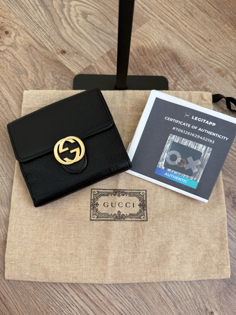 GUCCI Dollar Calfskin Interlocking G French Wallet in Black - Picture 2 of 14